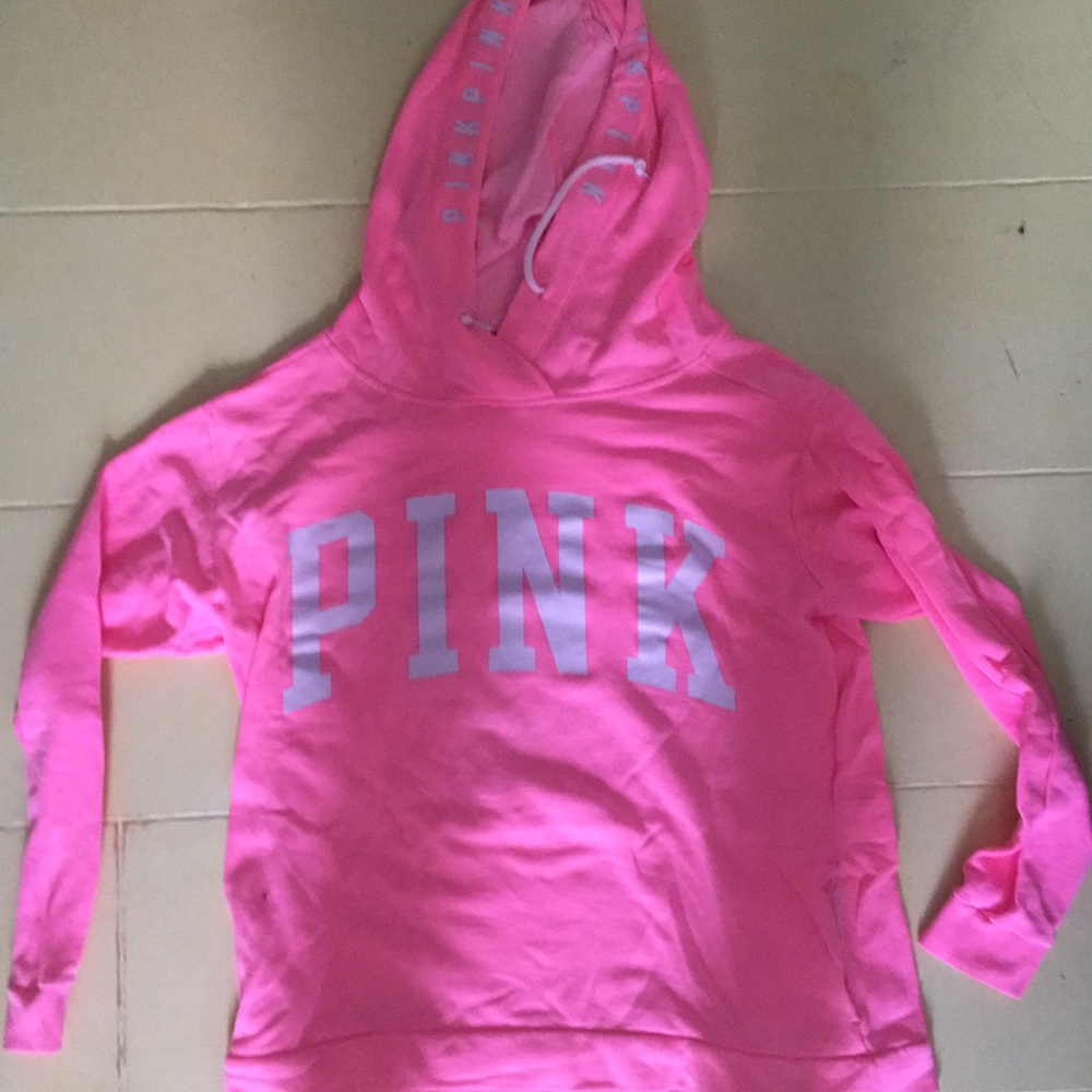 Pink hoodie, size large, color bright pink
